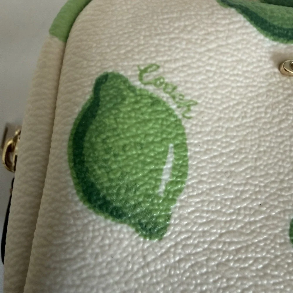 Coach Mini Coated Canvas Zip Around Coin Makeup Cosmetic Pouch Bag Lime Green
